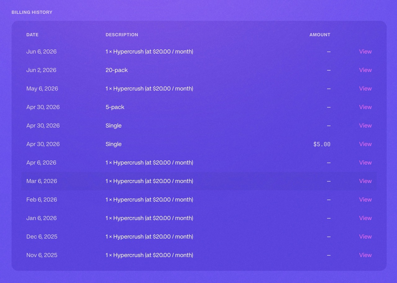 billing history