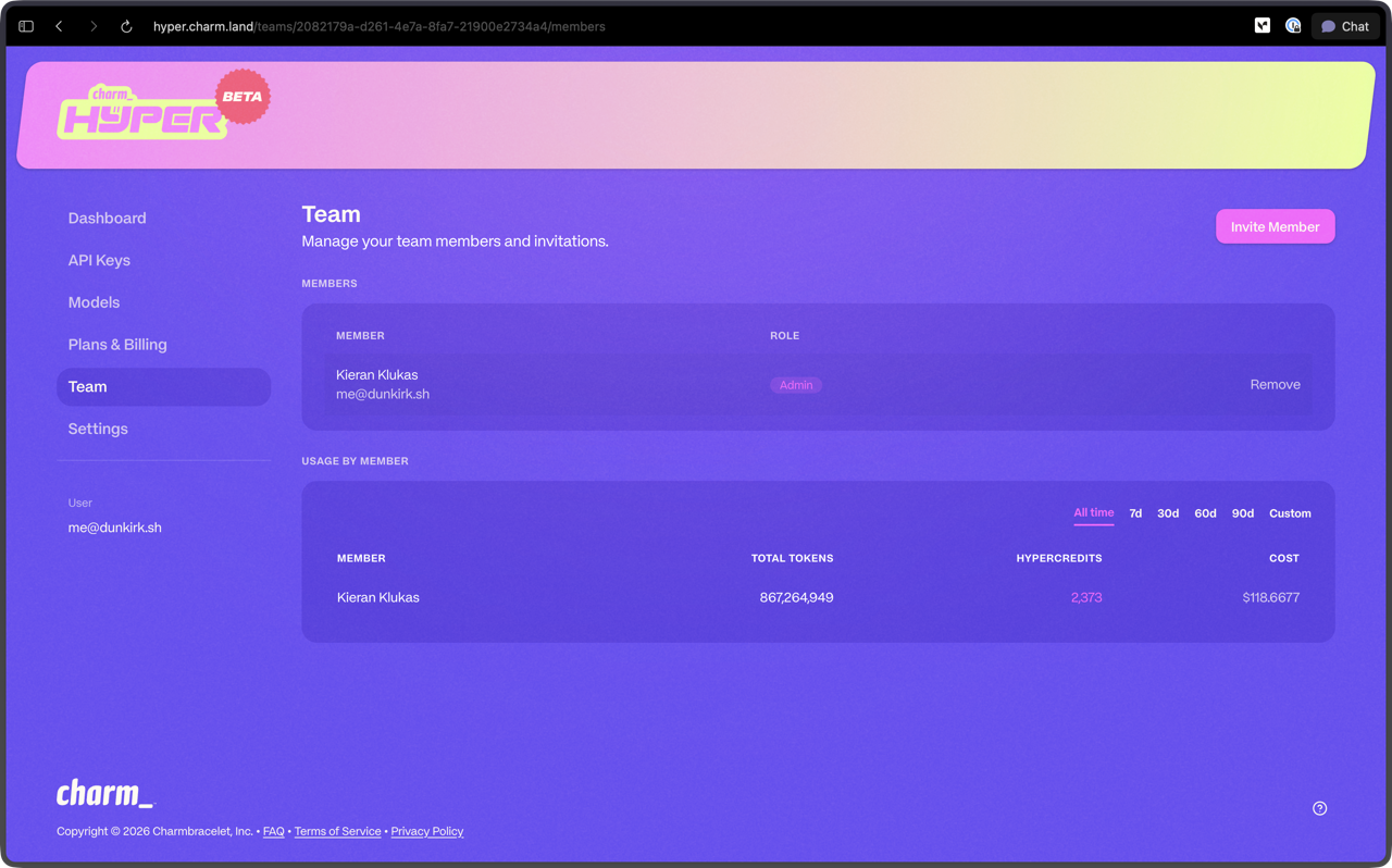 team management page